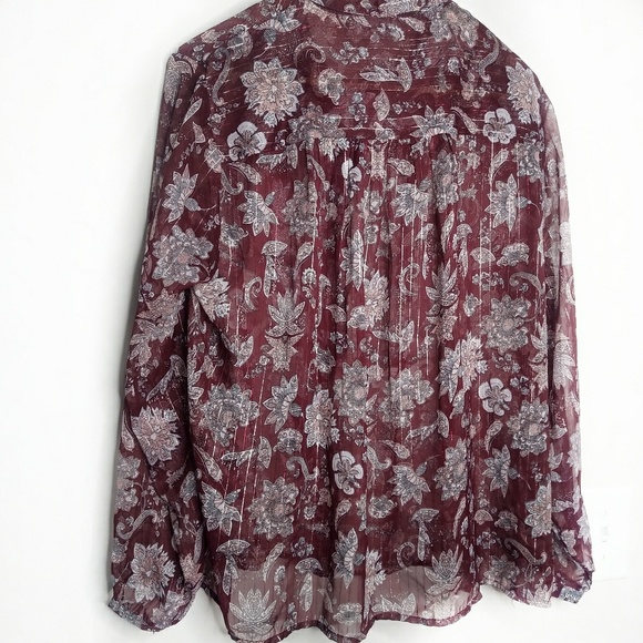 Lucky Brand Sheer Peasant Tie Top - Picture 4 of 5